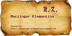 Maczinger Klementina névjegykártya